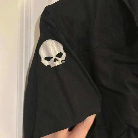 Women's Harley Davidson garage shirt Willie skull zip up - Picture 3 of 5